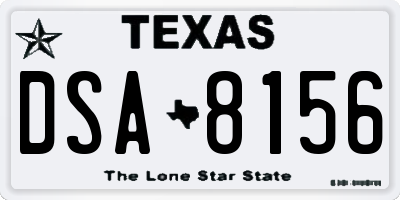 TX license plate DSA8156