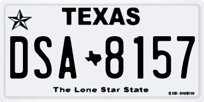 TX license plate DSA8157