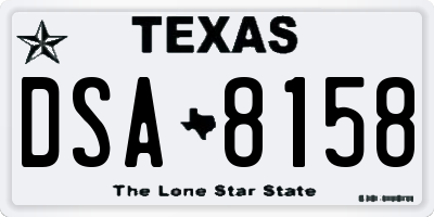 TX license plate DSA8158