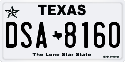 TX license plate DSA8160
