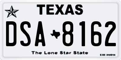 TX license plate DSA8162