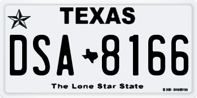 TX license plate DSA8166