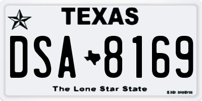 TX license plate DSA8169