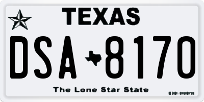 TX license plate DSA8170