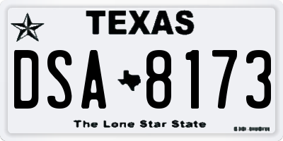 TX license plate DSA8173