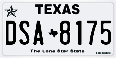 TX license plate DSA8175