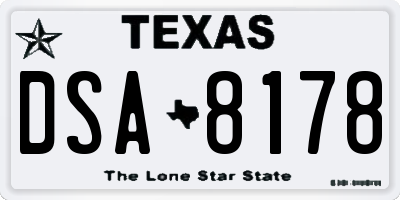 TX license plate DSA8178