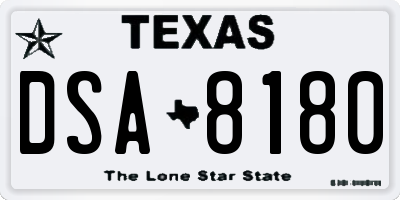 TX license plate DSA8180