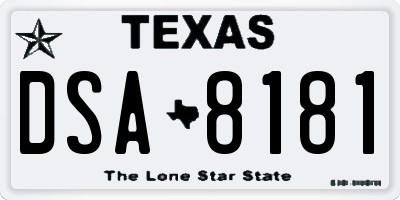 TX license plate DSA8181