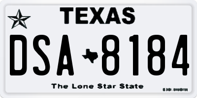 TX license plate DSA8184