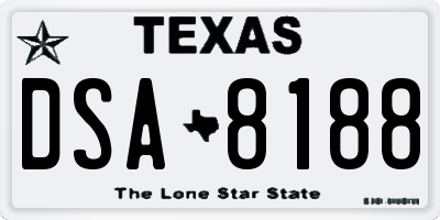 TX license plate DSA8188