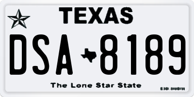 TX license plate DSA8189