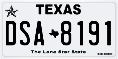 TX license plate DSA8191