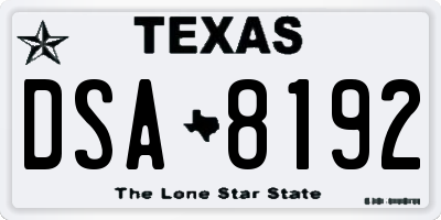 TX license plate DSA8192