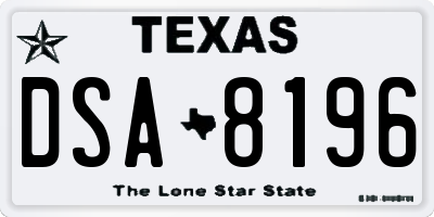TX license plate DSA8196