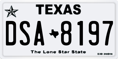 TX license plate DSA8197
