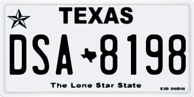TX license plate DSA8198