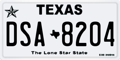 TX license plate DSA8204