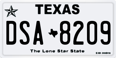 TX license plate DSA8209
