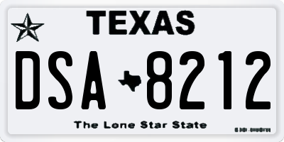TX license plate DSA8212