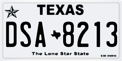 TX license plate DSA8213