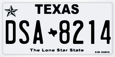 TX license plate DSA8214