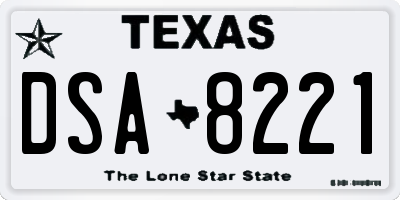 TX license plate DSA8221