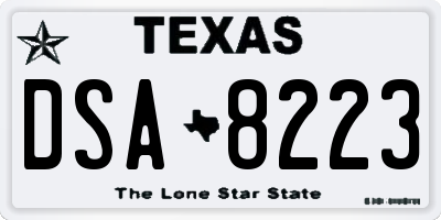 TX license plate DSA8223