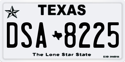 TX license plate DSA8225