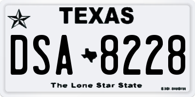 TX license plate DSA8228