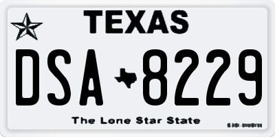 TX license plate DSA8229