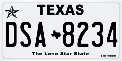 TX license plate DSA8234