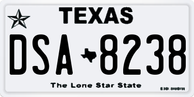 TX license plate DSA8238