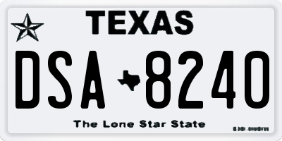 TX license plate DSA8240