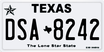 TX license plate DSA8242