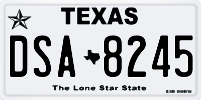 TX license plate DSA8245