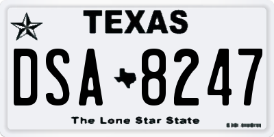 TX license plate DSA8247