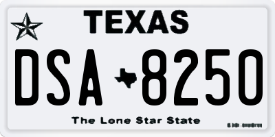 TX license plate DSA8250
