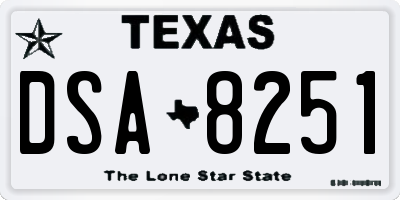 TX license plate DSA8251