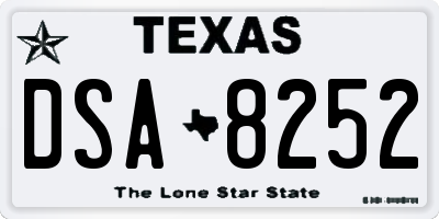 TX license plate DSA8252