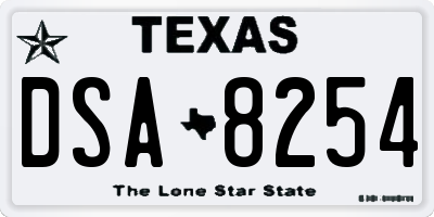TX license plate DSA8254