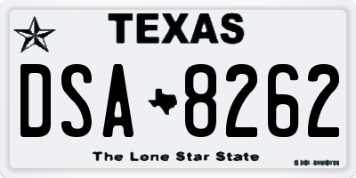 TX license plate DSA8262