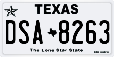 TX license plate DSA8263