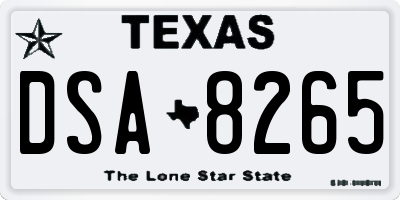 TX license plate DSA8265