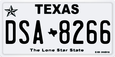 TX license plate DSA8266