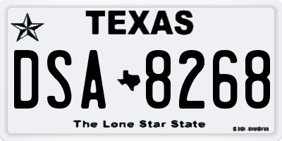 TX license plate DSA8268