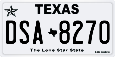 TX license plate DSA8270