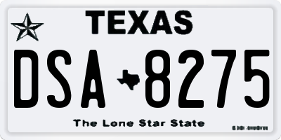 TX license plate DSA8275