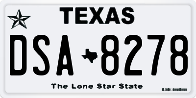 TX license plate DSA8278
