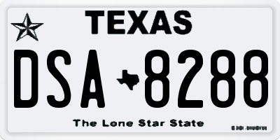 TX license plate DSA8288